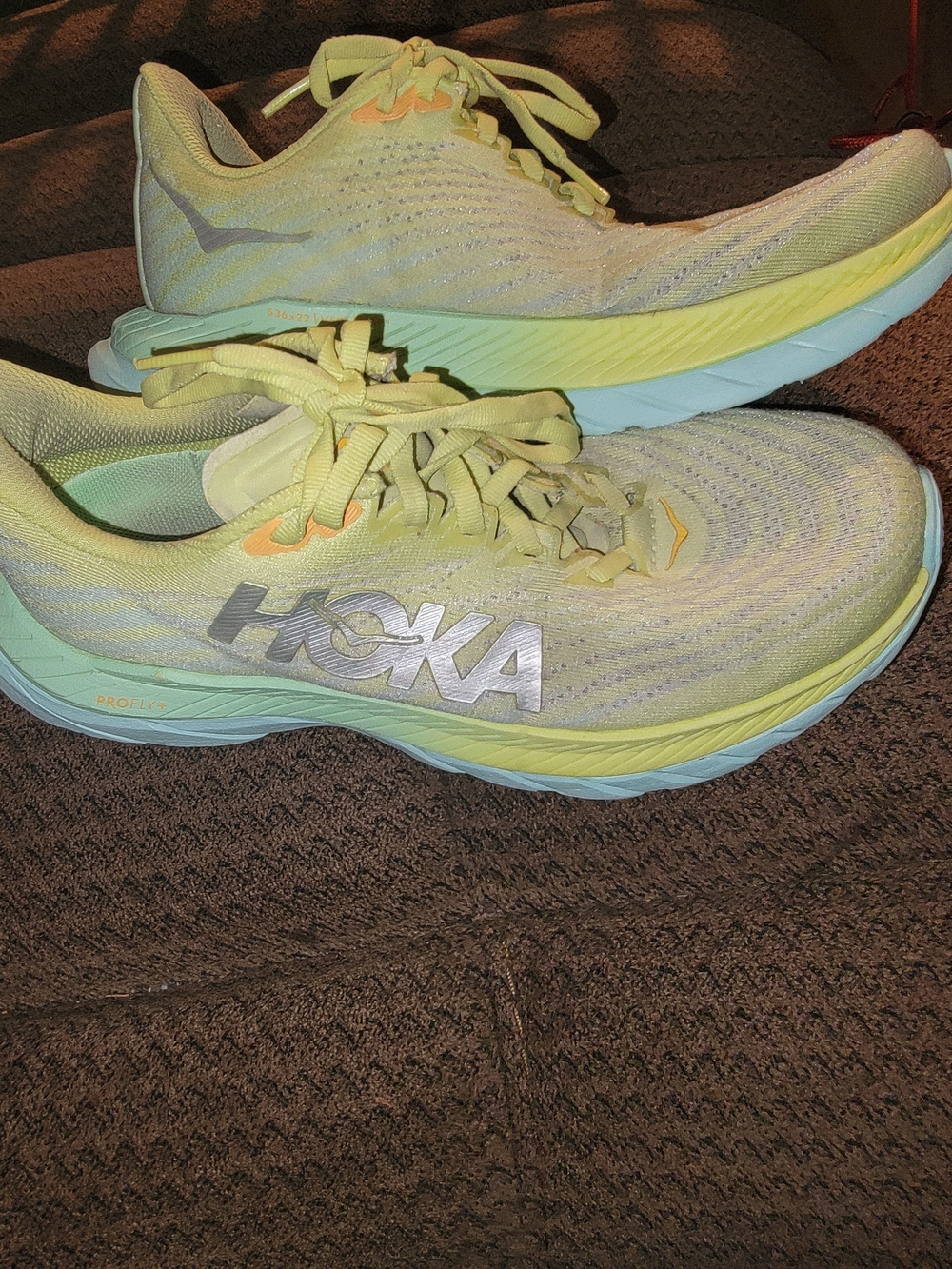 Hoka MACH 5 Women's Light Yellow and Aqua Running Shoes
